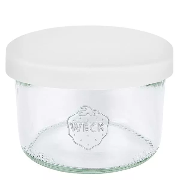 200ml bocal conique WECK RR80 avec couvercle en silicone blanc