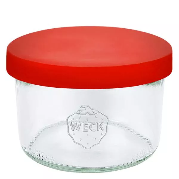 200ml bocal conique WECK RR80 avec couvercle en silicone rouge