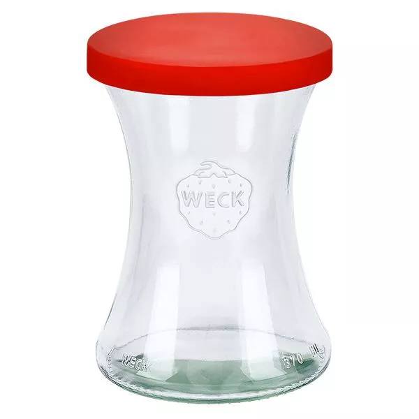 370ml bocal à gourmandises WECK RR80 avec couvercle en silicone rouge