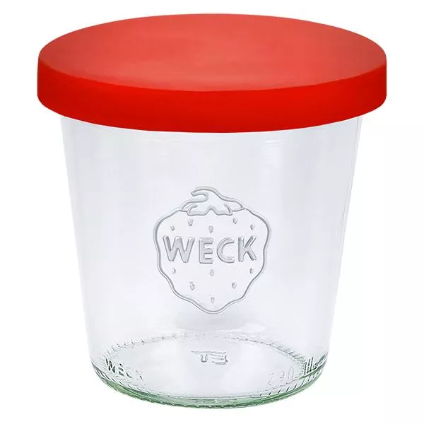 290ml bocal conique haut WECK RR80 avec couvercle en silicone rouge