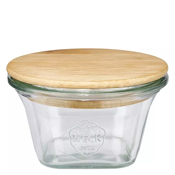 290ml bocal quadro WECK RR100 avec couvercle en bois