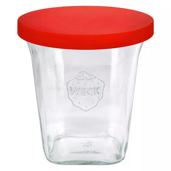 545ml bocal quadro WECK RR100 avec couvercle en silicone rouge