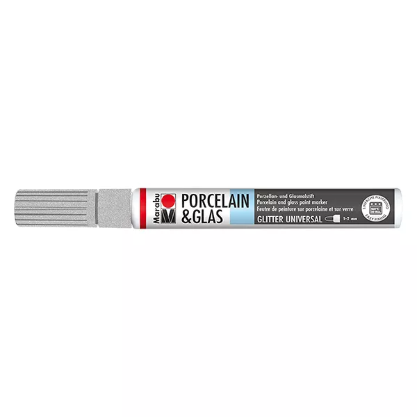 Crayon argent pailleté 1-2mm pour verre/porcelaine (582)