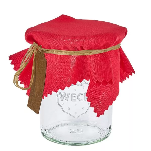 Tissu napperon pour décoratif rouge &quot;poinçonnage&quot; 15cm carré