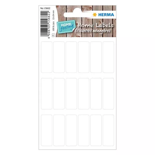 Étiquettes universelles blanches (108 stickers) 12x34mm