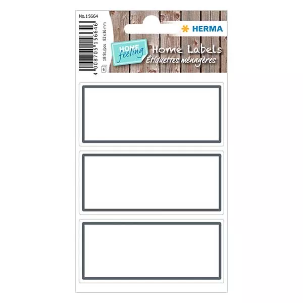 Étiquettes universelles blanc/gris (18 stickers) 82x36mm