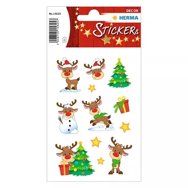 Sticker &quot;Rudolph&quot; (24 stickers avec paillettes)