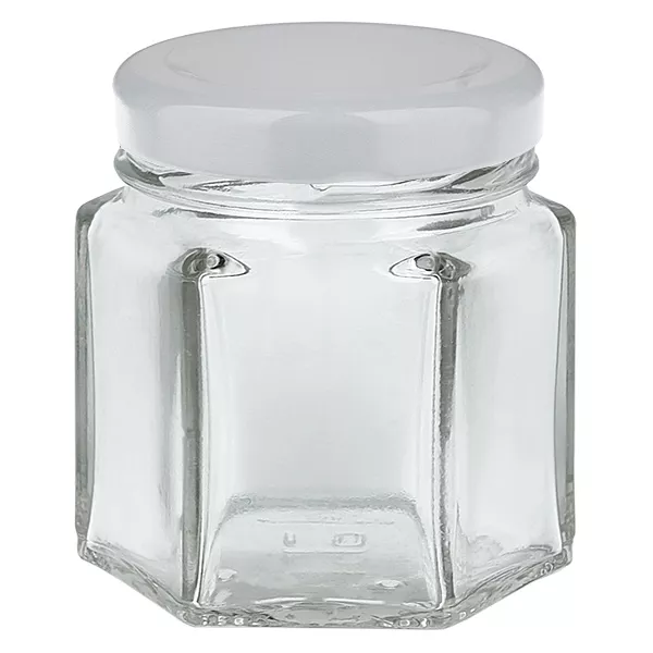 47ml Verre hexagonal avec couvercle BasicSeal blanc UNiTWIST