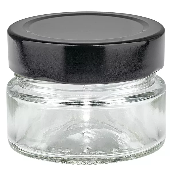 80ml Verre rond avec couvercle BasicSeal noir UNiTWIST