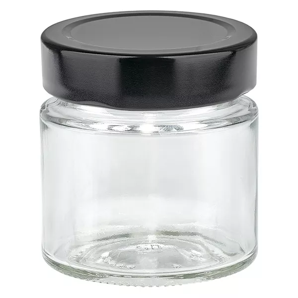 135ml Verre rond avec couvercle BasicSeal noir UNiTWIST