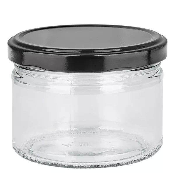 540ml Verre rond avec couvercle BasicSeal noir UNiTWIST