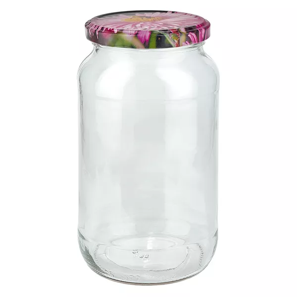 1062ml Verre rond avec couvercle BasicSeal decor floral UNiTWIST