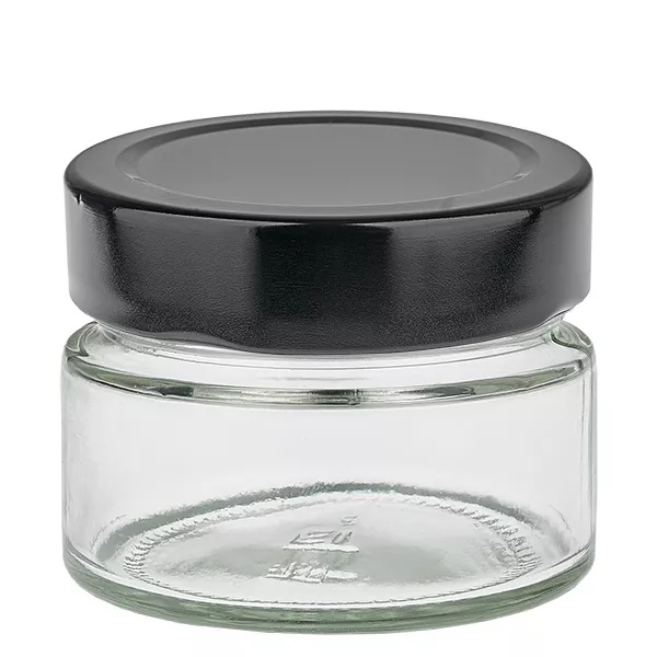 130ml Verre rond avec couvercle BasicSeal noir UNiTWIST