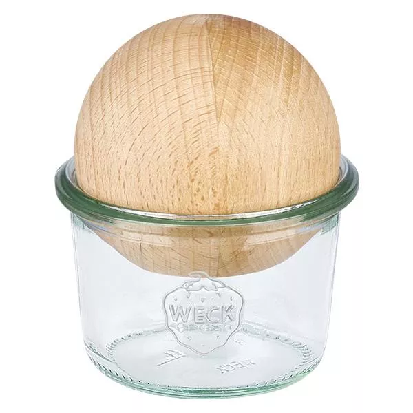 80ml bocal conique WECK RR60 avec boule en bois en hêtre