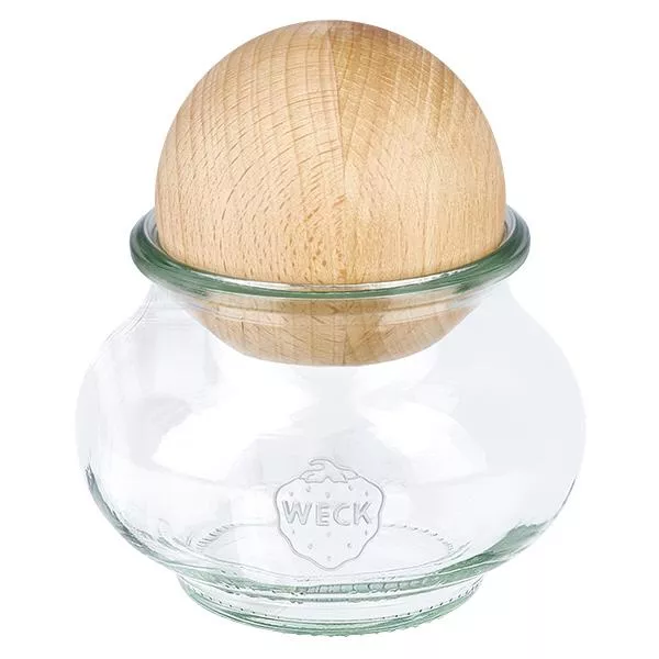 220ml bocal décoratif WECK RR60 avec boule en bois en hêtre