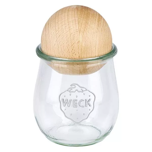 220ml bocal tulipe WECK RR60 avec boule en bois en hêtre