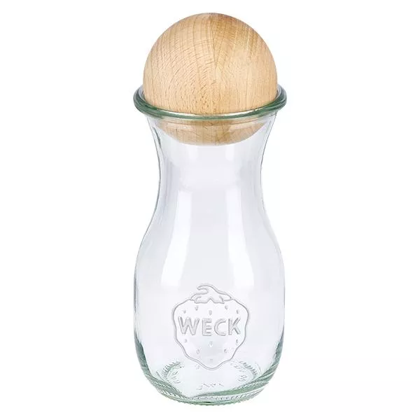 290ml Bouteille à jus de fruits WECK RR60 avec boule en bois en hêtre