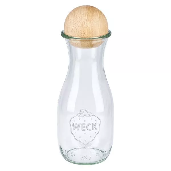 530ml Bouteille à jus de fruits WECK RR60 avec boule en bois en hêtre