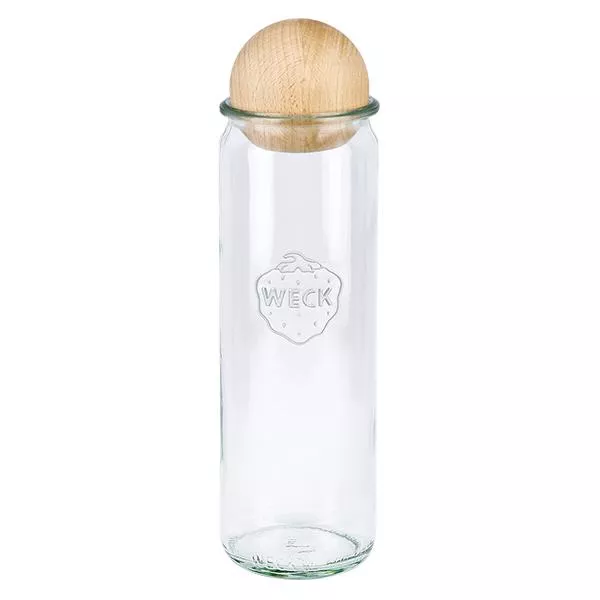 600ml bocal cylindrique WECK RR60 avec boule en bois en hêtre