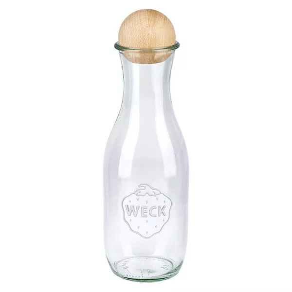 1062ml Bouteille à jus de fruits WECK RR60 avec boule en bois en hêtre