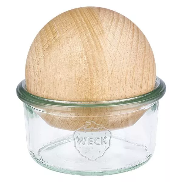 165ml bocal conique WECK RR80 avec boule en bois en hêtre