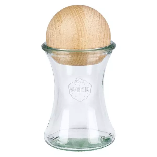 370ml bocal à gourmandises WECK RR80 avec boule en bois en hêtre