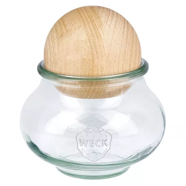 560ml bocal décoratif WECK RR80 avec boule en bois en hêtre