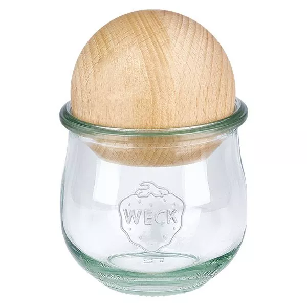 370ml bocal tulipe WECK RR80 avec boule en bois en hêtre