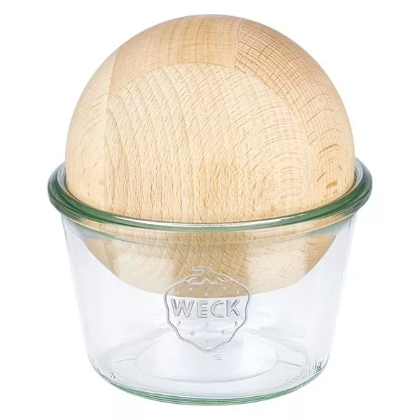 370ml bocal conique WECK RR100 avec boule en bois en hêtre