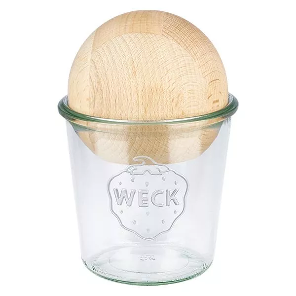 580ml bocal conique WECK RR100 avec boule en bois en hêtre