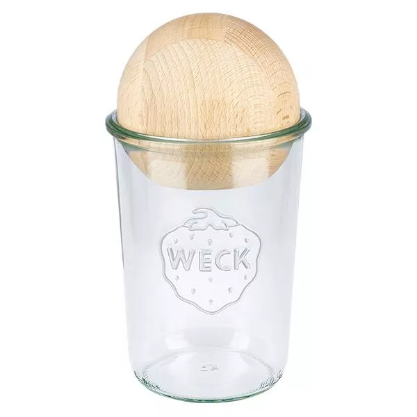 850ml bocal conique WECK RR100 avec boule en bois en hêtre