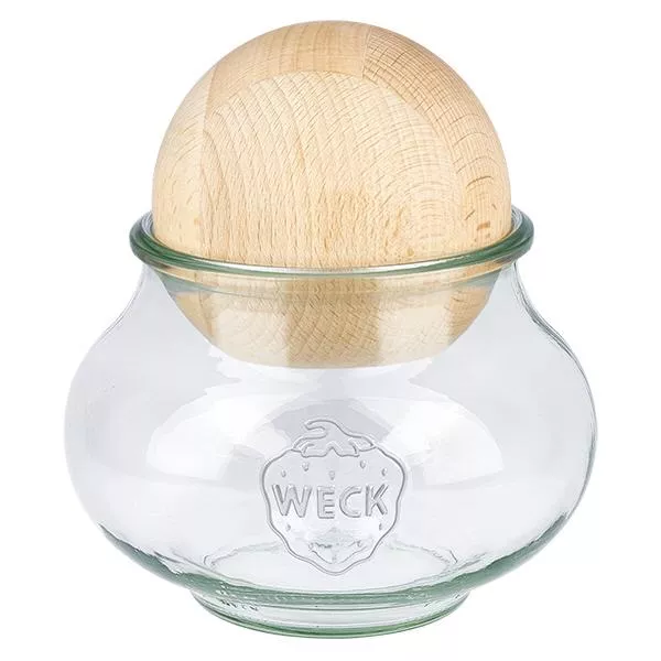 1062ml bocal décoratif WECK RR100 avec boule en bois en hêtre