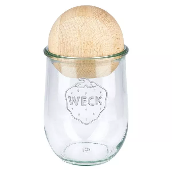 1062ml bocal tulipe WECK RR100 avec boule en bois en hêtre