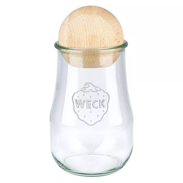 1750ml bocal tulipe WECK RR100 avec boule en bois en hêtre