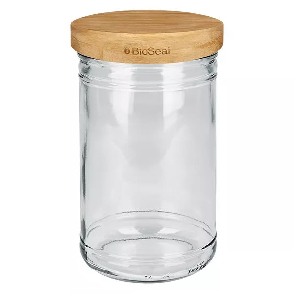 1053ml Verre conique avec BioSeal couvercle en bois 2-en-1 UNiTWIST