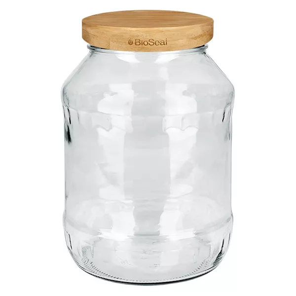 2650ml Verre rond avec BioSeal couvercle en bois 2-en-1 UNiTWIST