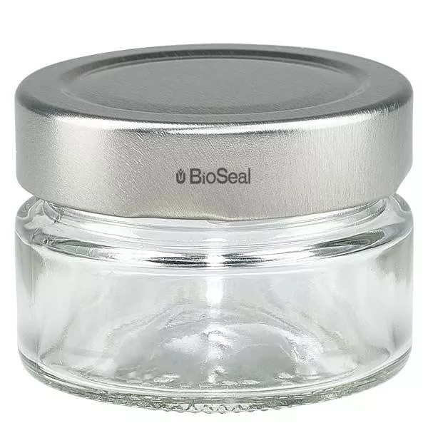 80ml Verre rond avec couvercle BioSeal argent UNiTWIST