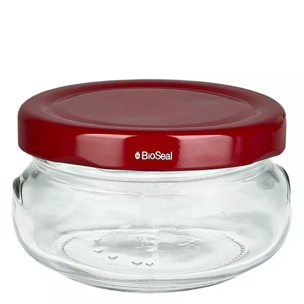 120ml Verre terrine avec couvercle BioSeal rouge UNiTWIST