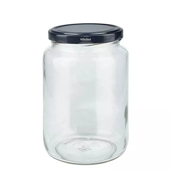 795ml Verre rond avec couvercle BioSeal noir UNiTWIST