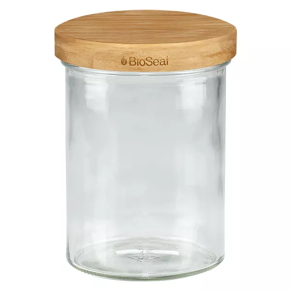 435ml Verre conique avec BioSeal couvercle en bois 2-en-1 UNiTWIST